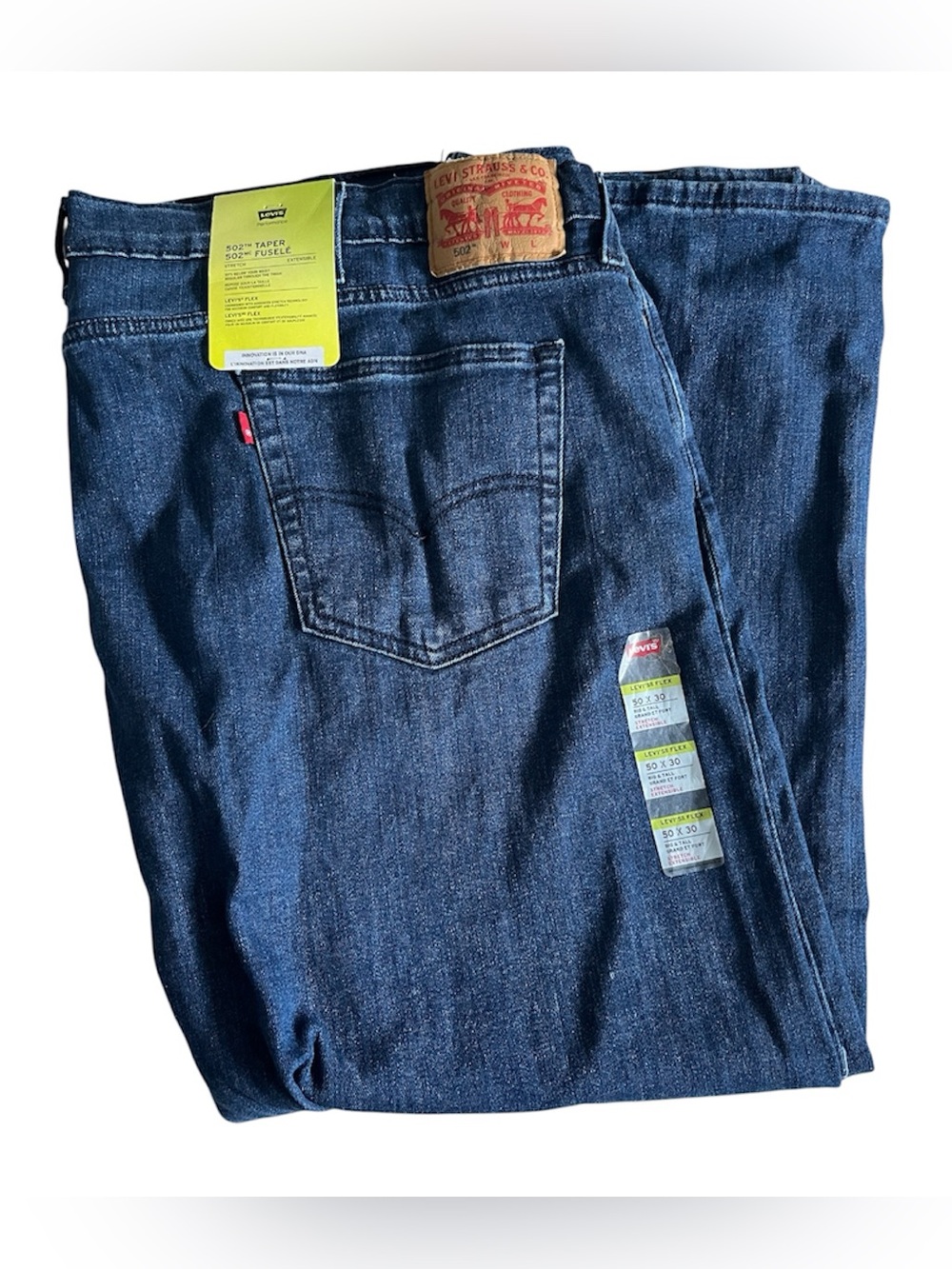 NWT Levis 502 Taper Flex Stretch Jeans Mens‎ Size 50x30 Big & Tall Blue